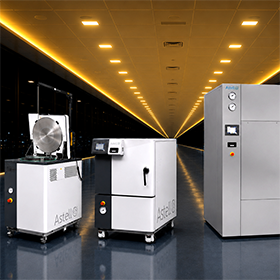 Three different formats of autoclave - the top loader, front loader, and the square.